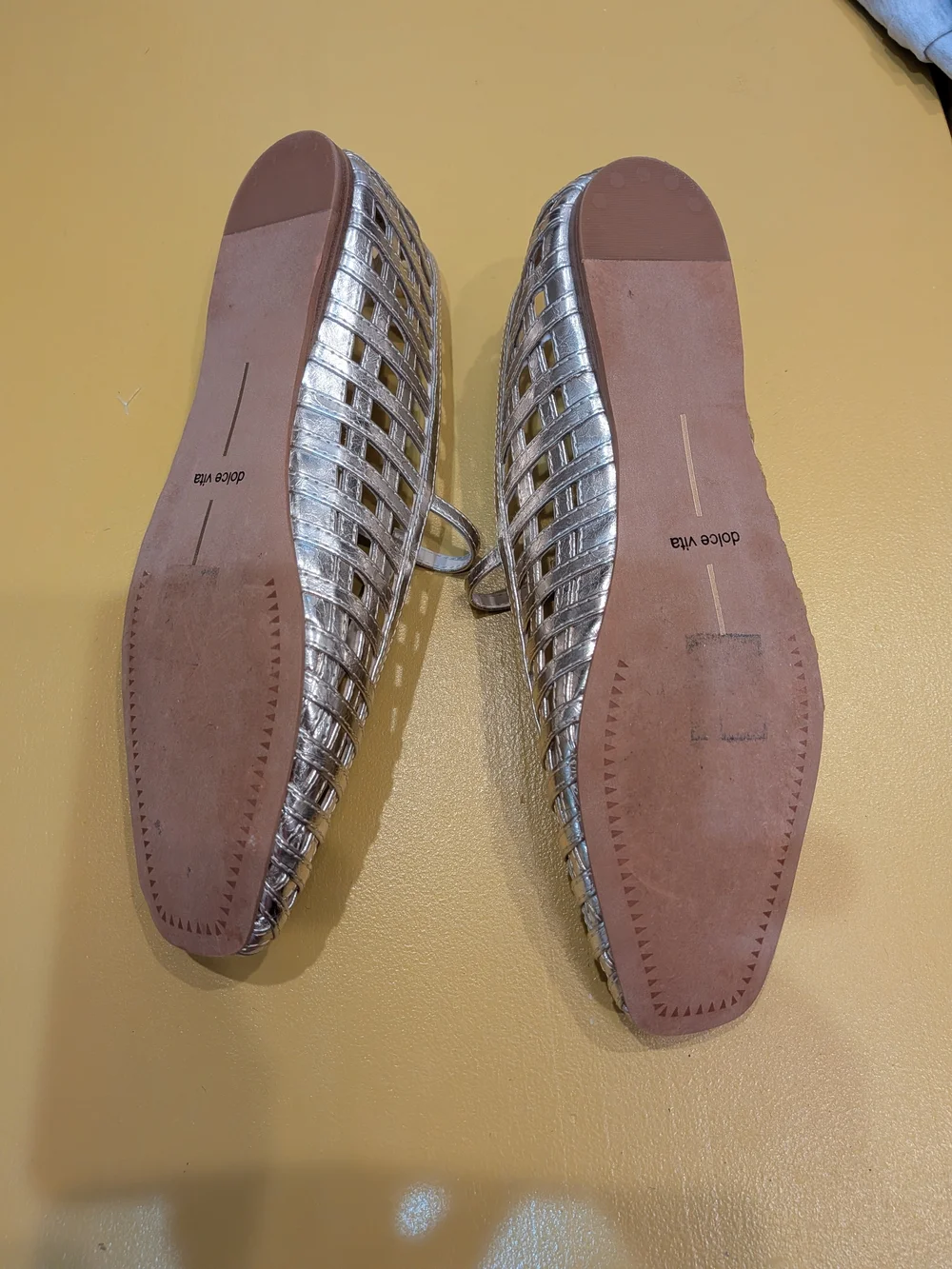 Dolce Vita Silver Woven T-Strap Flats
